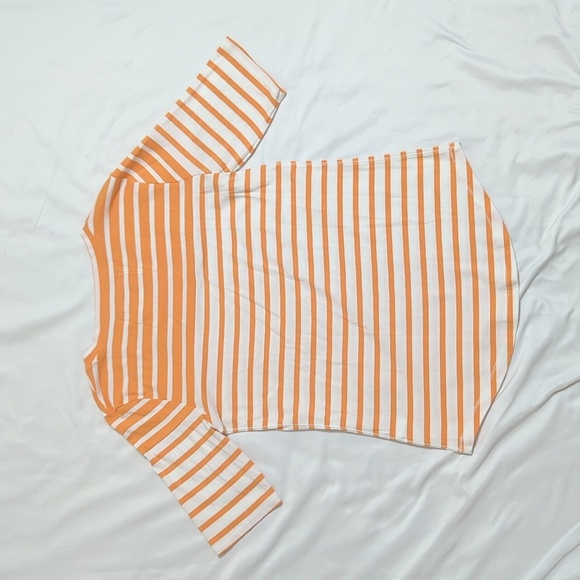 Banana Republic Short Sleeve Striped Top, Color White/Orange Size L - Picture 2 of 13